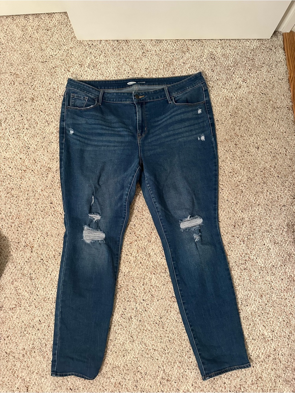 Old Navy Blue Straight-Leg Ripped Jeans